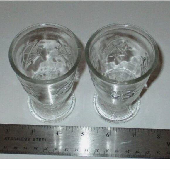 1970's Captain’s Wheel Glasses Jelly Jar 2 Pc Vintage Nautical Boating - Picture 1 of 6